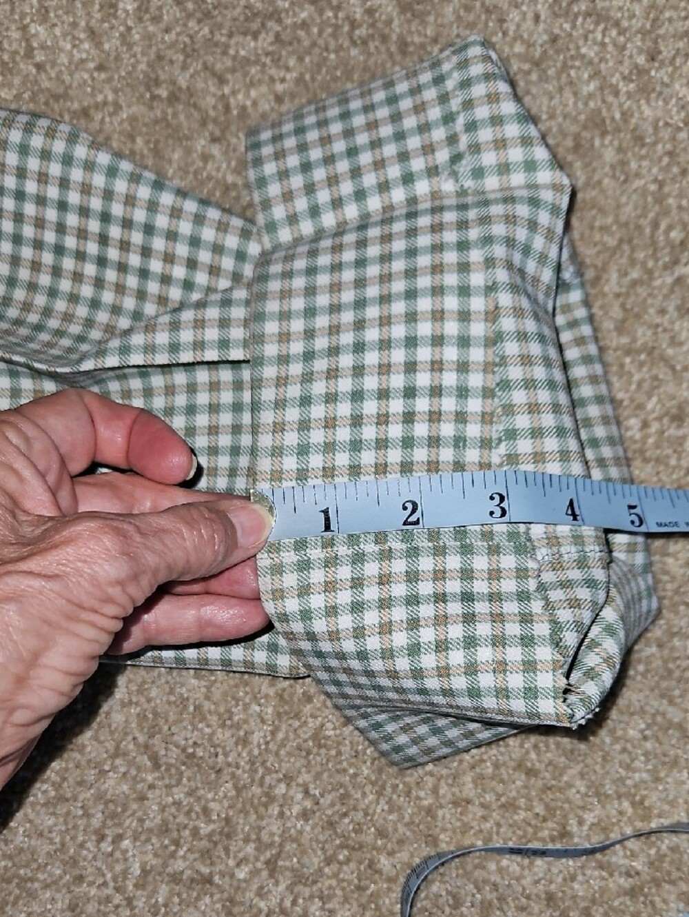 Custom Made Size W34xL33 Mens Green and Tan Vintage Plaid Flare Bottom Pants - Picture 9 of 9